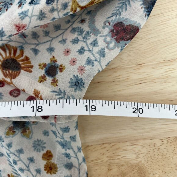 Sundance High Neck Floral Print Celina Blouse Tiered Ruffle Semi Sheer Womens XS - Picture 5 of 12